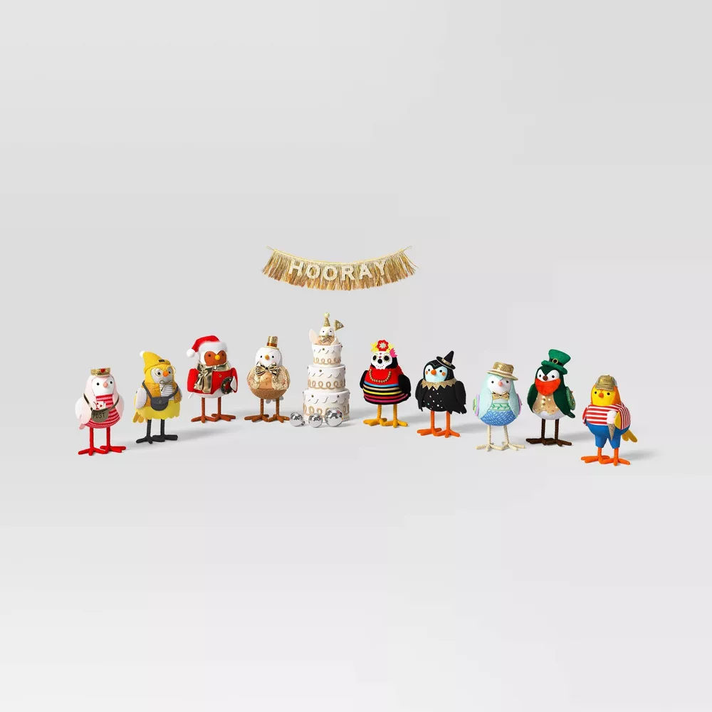 10pc Featherly Friends 2025 Anniversary Collection Christmas Bird