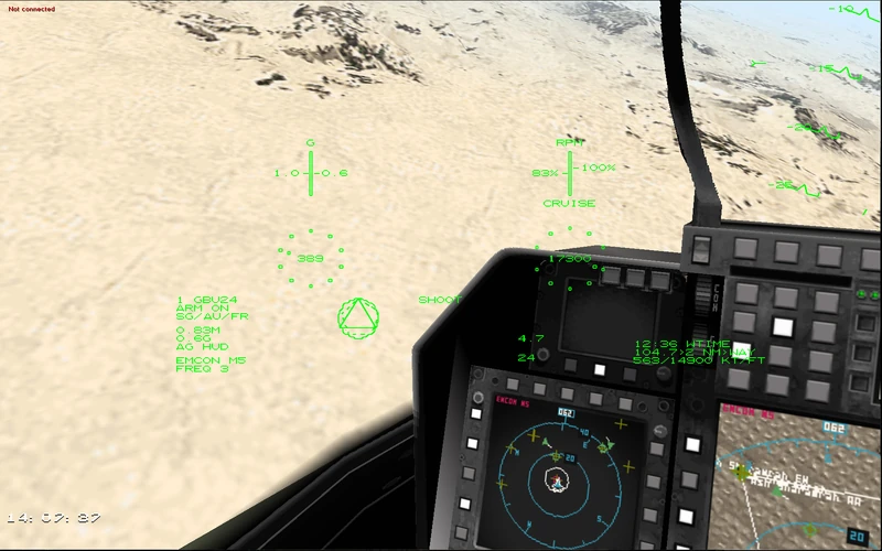 LANTIRN FREE mode targeting cue.  Note that it is superimposed on the dashed pentagon shape of the anti-air threat.