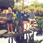 The sisters with Swift in Bill Murray t-shirts.