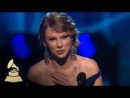 Taylor Swift accepting the GRAMMY for Best Country Album at the 52nd GRAMMY Awards - GRAMMYs