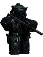 Ivan "Talon" Romanov, commander of WOLFRAM. Note the red strobe light on his mask.