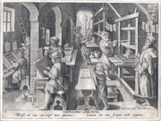 Gravure de Jan van der Straet, représentant un atelier d'impression au XVIe siècle, collection Musée Plantin-Moretus