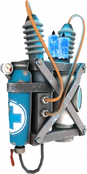The medic's backpack when equiped with the quick fix (blue)