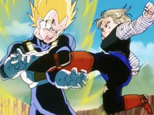 Android 18 breaks Vegeta's arm