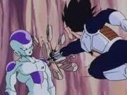 Vegeta trying to hit Freeza.