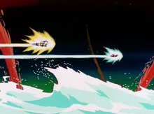 Goku chases after Freeza