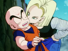 Android 18 kisses Krillin