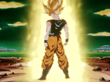 Goku after transforming into a Super Saiyan for the first time