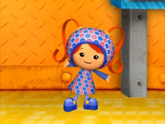 Pink and blue button dress from The Dinosaur Museum Mishap