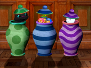 Hiding behind pots