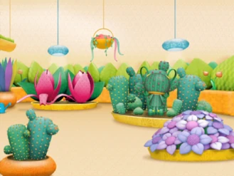 Milli hiding using the camoflauge of her cactus dress