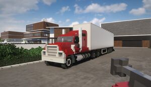 Red semi escape vehicle