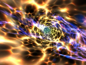 A big wobbly orange thing in space.