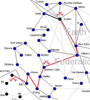 The path of the Caal Invasion, marked in red