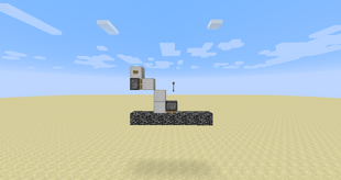 A setup to break the bedrock block beneath the bottom piston. It has 8 arrows inside it.