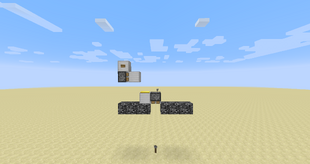 The iron block was replaced by a gold pressure plate. This broke the bedrock, and dropped the arrows down.