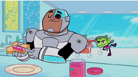 Beast Boy tries to prank Cyborg.