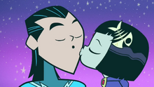 Raven kisses Aqualad