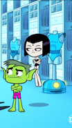 Raven and Beast Boy crossing their arms