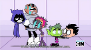 Beast Boy clutches Robin's head...