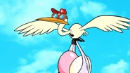 The stork carring those eggs.