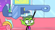 Beast Boy gets his tool out.