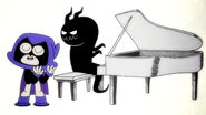 The Demon playing on the piano during Raven's song.