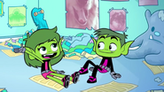 Beast Boy & Beast Girl chatting together.