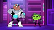 Aw, Beast Boy! How did you lose rock-paper-scissors to Cyborg? Cyborg must be so proud he won, he still has his hand in a scissor position!