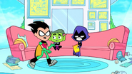 Robin and Raven tell Beast Boy that they will never fall for his pranks.