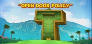 The "Open Door Policy" title card, showing the Bamboo Titans Tower.