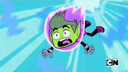 Beast Boy realizes being set on fire was a bad idea.