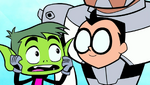 Beast Boy is shocked to discover Robin inside Cyborg.