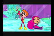...he let's Starfire fall to the floor