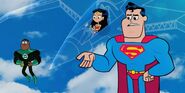 Superman with Green Lantern and Wonder Woman in Teen Titans Go! to the Movies.