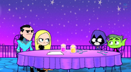 Aqualad, Terra, Raven, and Beast Boy on a double date.