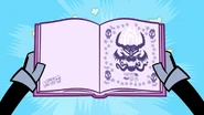 The first page of the spellbook ...."To Raven, with love, Dad!"