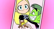 Beast Boy tries to get down with Terra in a photo booth.