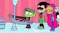 Beast Boy realizes he's intangible.