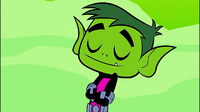 Beast Boy is satisfied that he won.