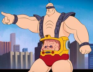 Krang in his Mandroid as on 2-Dimensional Earth.