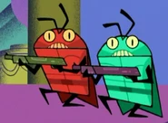 Two Cluster Air Force Drones, after dropping down from the air with standard laser guns.