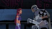 Starfire reunites with future Cyborg, who has deeply missed her after she had been gone for two whole decades.