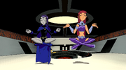 Raven and Starfire meditating together