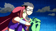 Robin comforting Starfire.