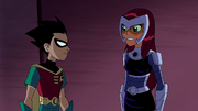 Robin and Starfire begin to develop romantic feelings for each other.