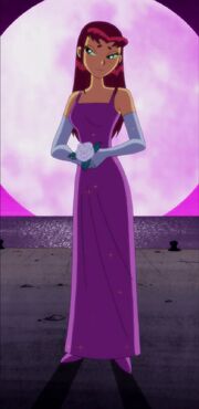 Starfire in a prom dress in "Date with Destiny".