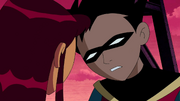 Robin and Starfire attempting to have their first real kiss