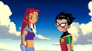Starfire and Robin's budding romance begins 