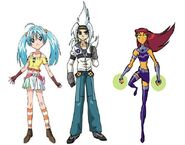 02 - Crossover- Runo Misaki and Human Tigrerra from "Bakugan" + Starfire from "Teen Titans"